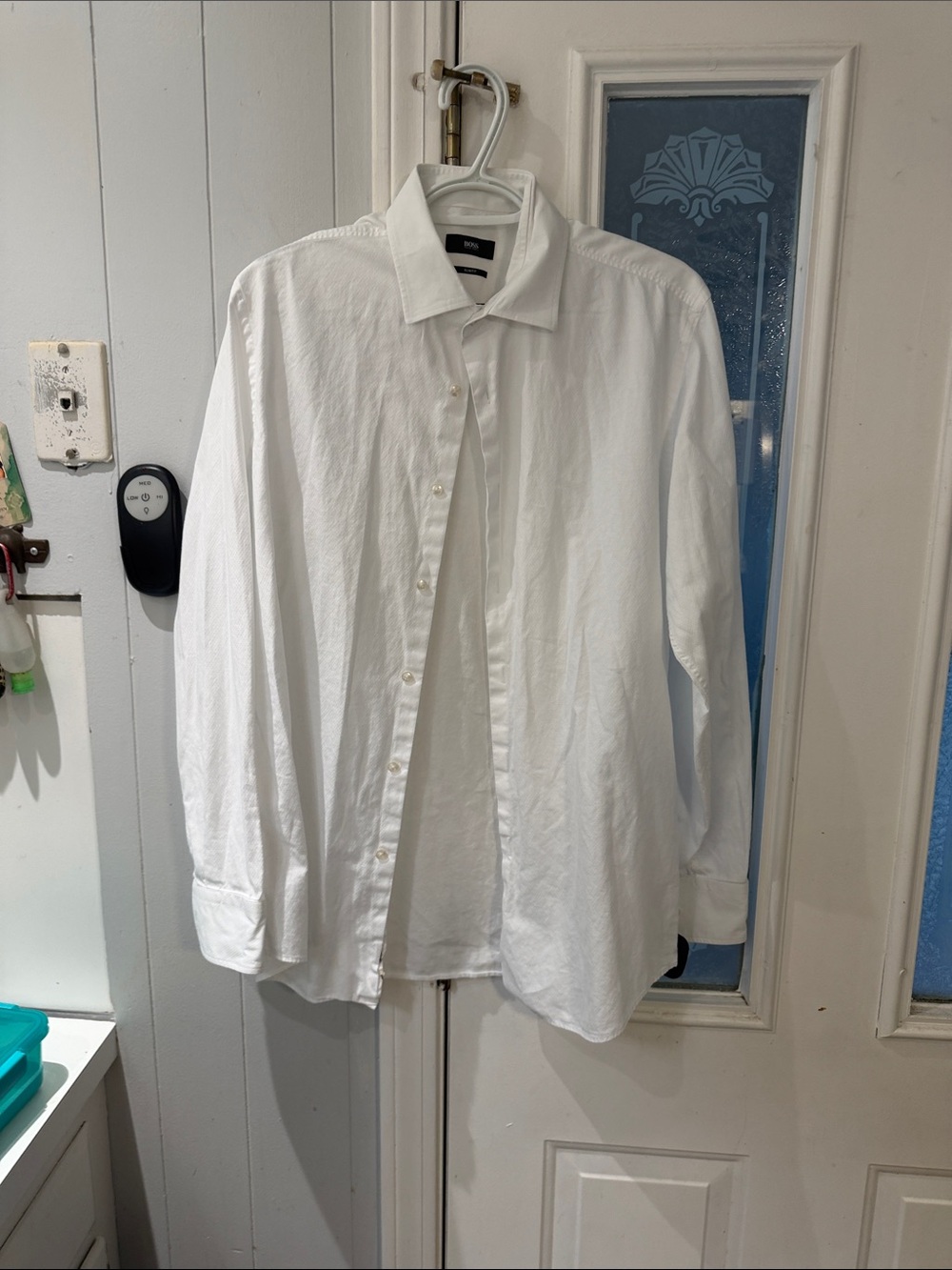 Hugo Boss Men's White Button-Up Dress Shirt